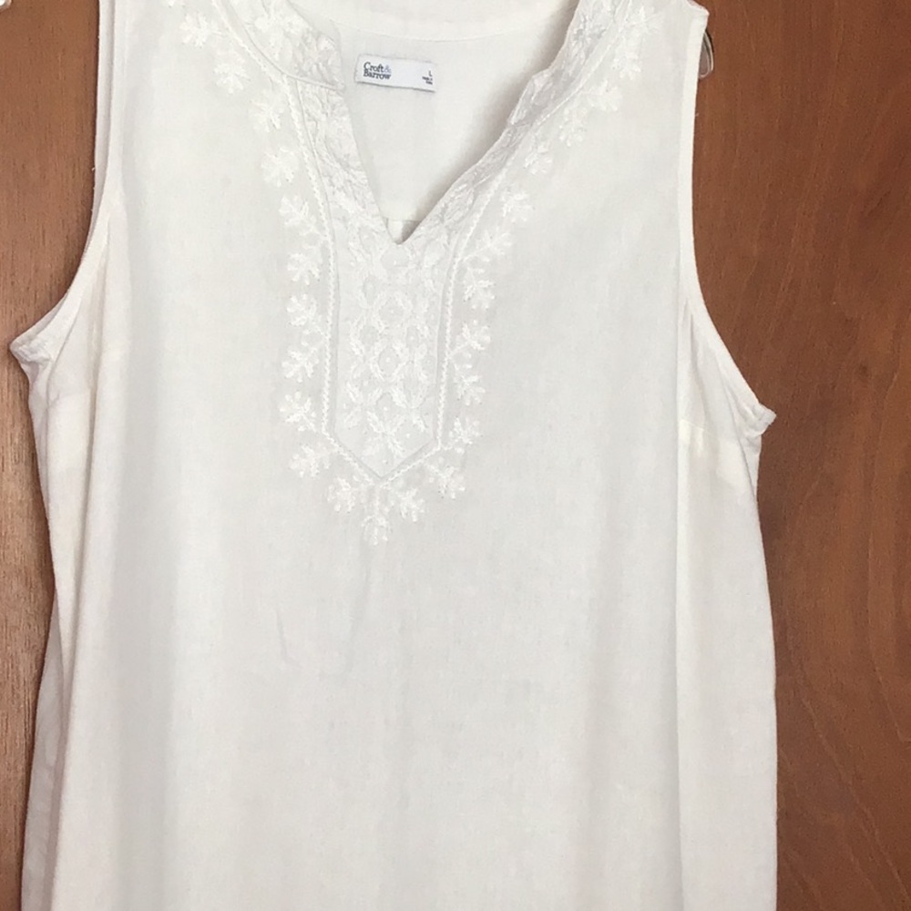Croft & Barrow White Sleeveless Embellished Dress